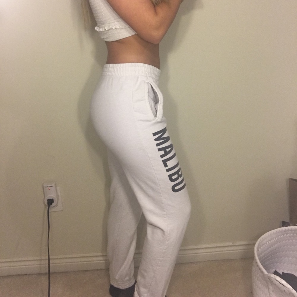 white malibu sweatpants